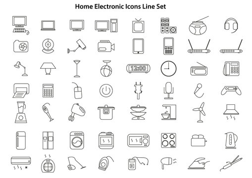 Home Electronic Icons Line Set