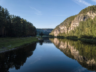 Fototapeta premium rocky landscape on the river Ai. Aerial view