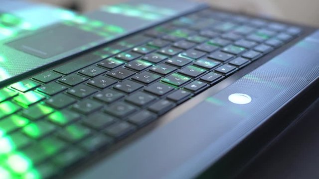 Man Use Laptop Keyboard With Shift With Illumination And Color Matrix