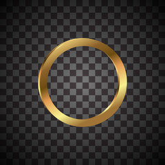 Metallic gold ring on transparent textured vector