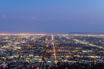 panoramic view of downtown los angeles at night, california
