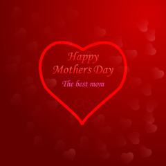 Happy Mothers Day. Vector Festive Holiday Illustration With Lettering And Pink Ribbon Heart And Flowers