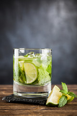 Mojito cocktail on dark background