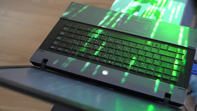 Man Use Laptop Keyboard With Shift With Illumination And Color Matrix