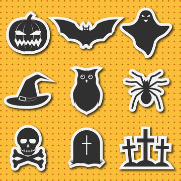 Set of icons in horror style for Halloween