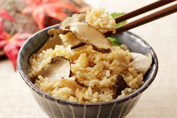 松茸ご飯　Rice cooked with matsutake mushroom