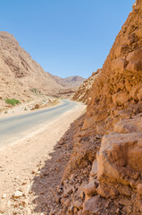 Road through impressive Todra Gorge in the Atlas mountains of Morocco, North Africa
