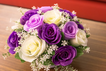 バラの花束ブーケ、紫、白