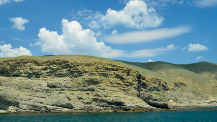 Sea landscape with mountains.
