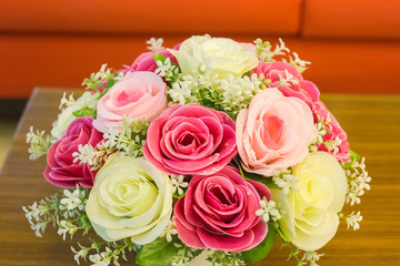 バラの花束、ウェディング、ブーケ、白、ピンク、赤