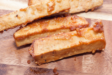 deep-fried sliced taro on white background