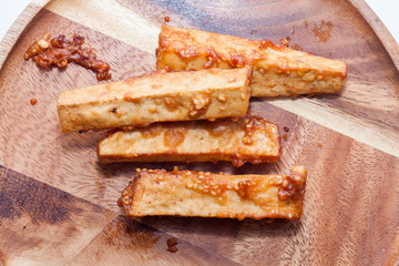 deep-fried sliced taro on white background