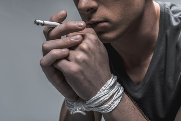 Social advertisement about nicotine addiction concept