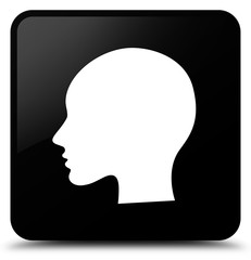 Head woman face icon black square button