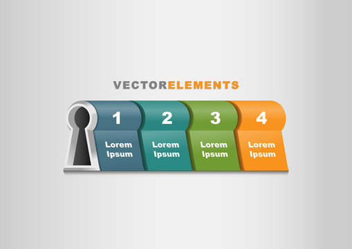 3D Vector Infographic Template Key To Success Concept Horizontal Style