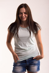 Portrait of a girl in a white T-shirt