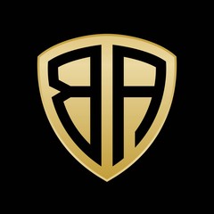 Initial letters logo ba gold monogram shield shape vector