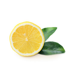 Lemons with leaves isolate on a white background