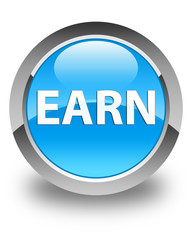 Earn glossy cyan blue round button