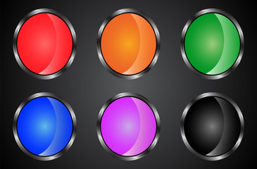 Set of colored web buttons. Buttons in metal style.