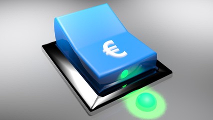 Blue switch with dollar sign - 3D rendering