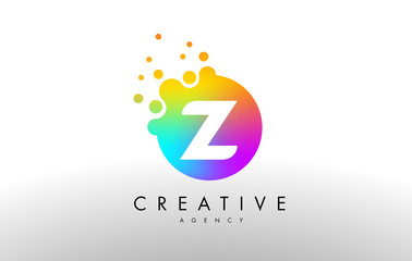 Z Rainbow Dots Letter Logo. Letter Design Vector with Colorful Dots