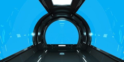 Spaceship dark interior with 3D rendering © sdecoret