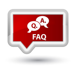 Faq (question answer bubble icon) prime red banner button