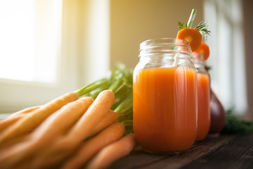 Fresh organic carrot juice