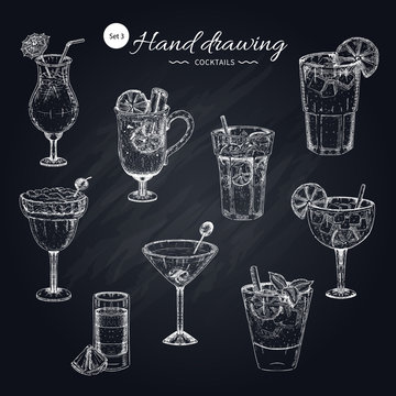 Cocktails Hand Drawn Collection