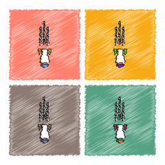 collection of flat shading style icons military mortar shell falling