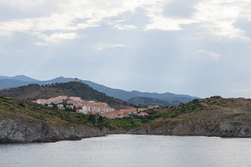 Town Nestled in Seaside Mountains in Mediterranean