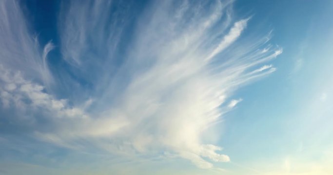 Time lapse clip of evening gray fluffy curly rolling clouds
