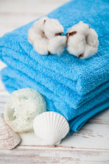 Fototapeta na wymiar Soft blue towels