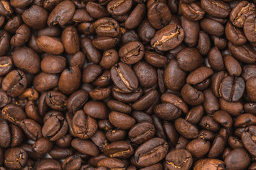 Coffee beans arranged on a table