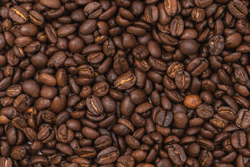 Coffee beans arranged on a table