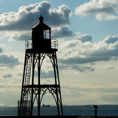 Silhouette of a lighthouse in the harbor of Vlissingen, Zeeland, The Netherlands