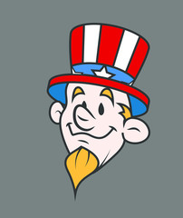 Happy Cartoon Uncle Sam Face Expression