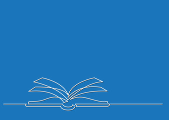 one line drawing of isolated vector object - open book