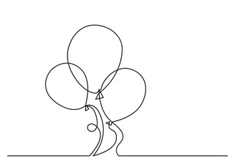 one line drawing of isolated vector object - air balloon
