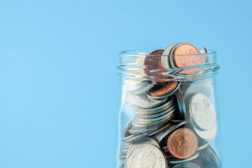 save money for investment concept coin baht thai in the glass jar