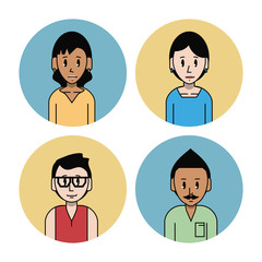 Young friends cartoons set icon vector illustration graphic design