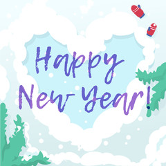 Happy new year card with winter