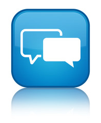 Naklejka premium Testimonials icon special cyan blue square button