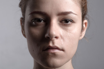 Portrait of a Redhead Crying Woman