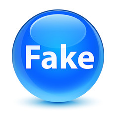 Fake glassy cyan blue round button