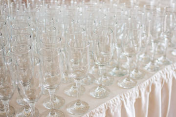 Wineglasses before fourchette clear and crystal