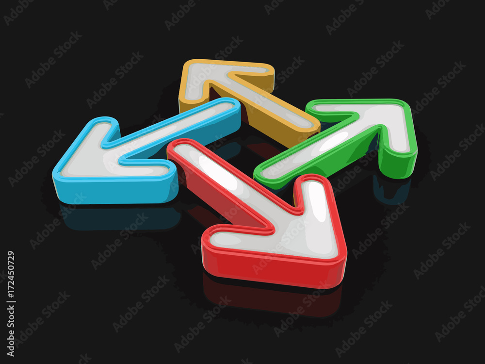 Poster 3d image of arrows in different directions. image with clipping path