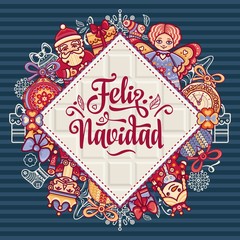 Feliz navidad. Xmas card on Spanish language.