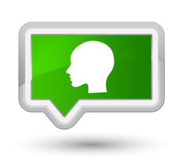Head woman face icon prime green banner button